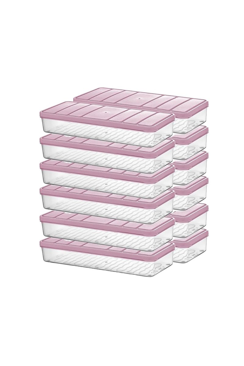 Selka Home - Nora 12'li 1.2 Litre Küçük Boy Açık Pembe Saklama Kabı