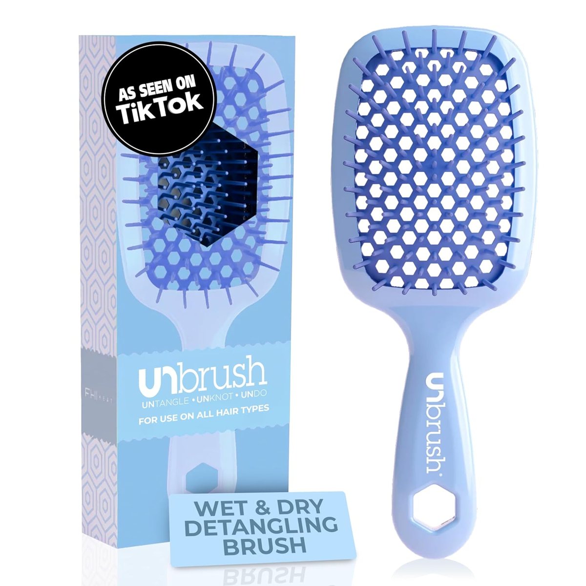FHI HEAT Unbrush Islak ve Kuru Havalandırmalı Dolaşık Açıcı Saç Fırçası, Deniz Salyangozu Açık Mavi