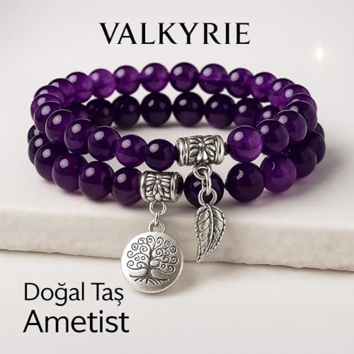 Valkyrie Doğal Ametist Taşlı Çift Kat Bileklik El YapımıEnerji ve Denge Taşı