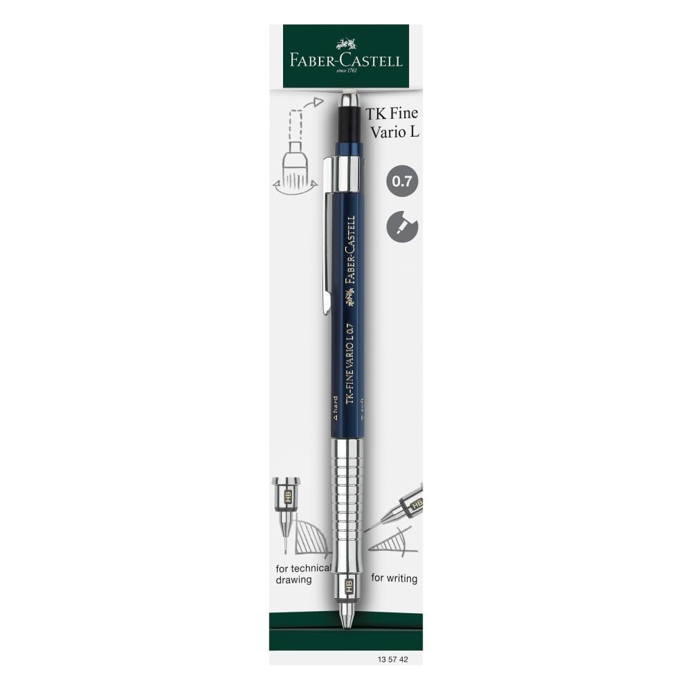 Faber-Castell TK Fine Vario LUX Versatil Kalem, 0.7 mm, Indigo, Sertlik Ayarlı Metal Uç, Premium Teknik Çizim ve Yazım İçin