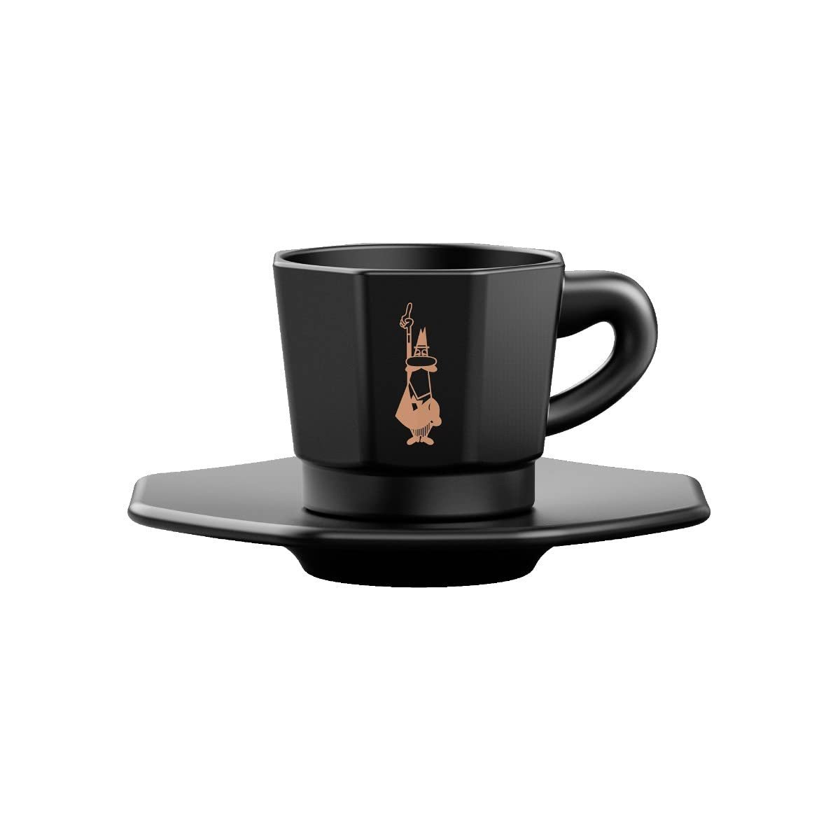Bialetti - 4'lü Espresso Fincan Seti - Sekizgen Tasarım - Siyah Renk - Porselen