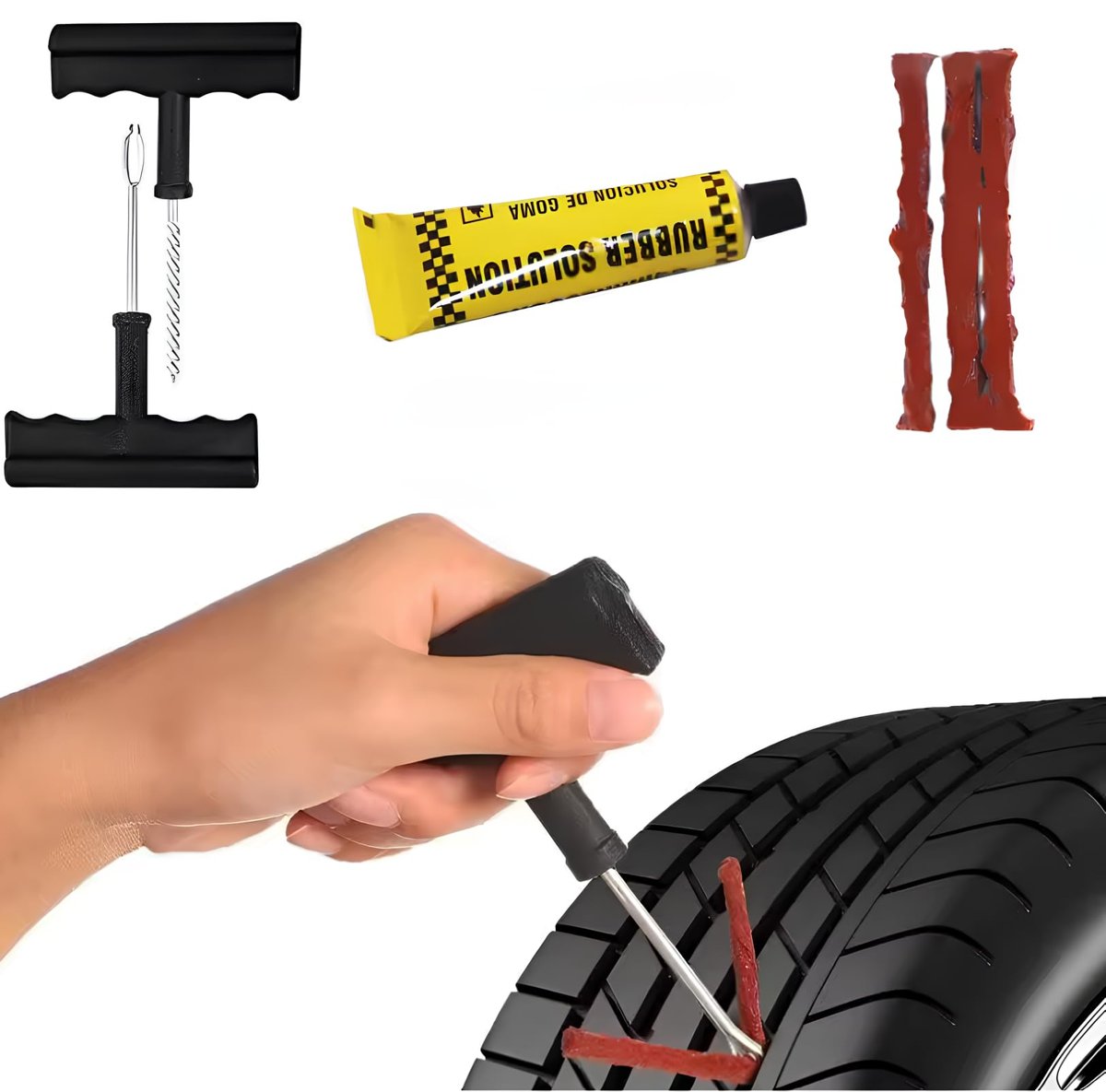 AEE® 6 Parça Lastik Tamir Seti Fitil Yama Araba Motorsiklet Traktör Acil Durum Kiti