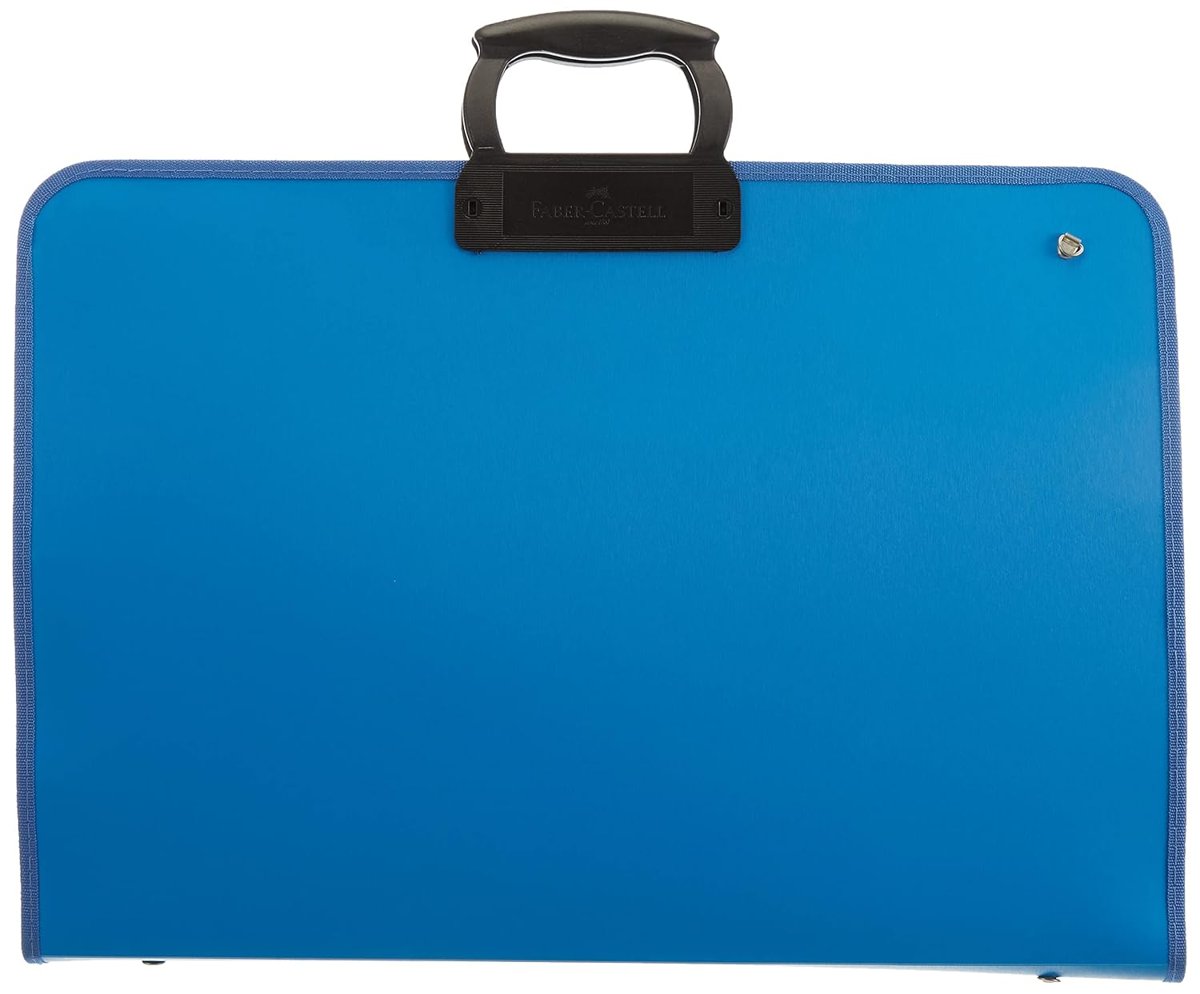 Faber-Castell Proje Çantası Mavi, 38x55 cm, Askılı Taşıma, Kalemlikli, Sert Kapaklı, El Yormayan Ergonomik Kulp