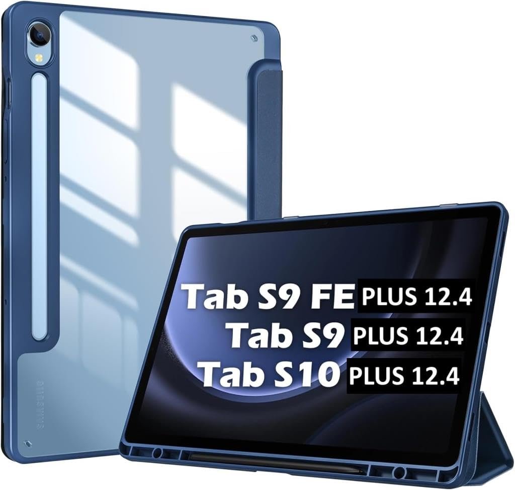 Samsung Galaxy Tab S9 FE Plus/S10 Plus/S9 Plus ile uyumlu Kılıf Grafiti Şeffaf Kalem Bölmeli X610-16-810-18 X820 Lacivert