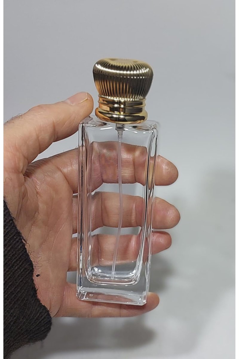 wellLine Cam Yeniden Dolabilir Sprey Kolonya Parfüm Şişesi 50 Ml Gold Elmas Kapaklı Boş Şişe 50 Adet