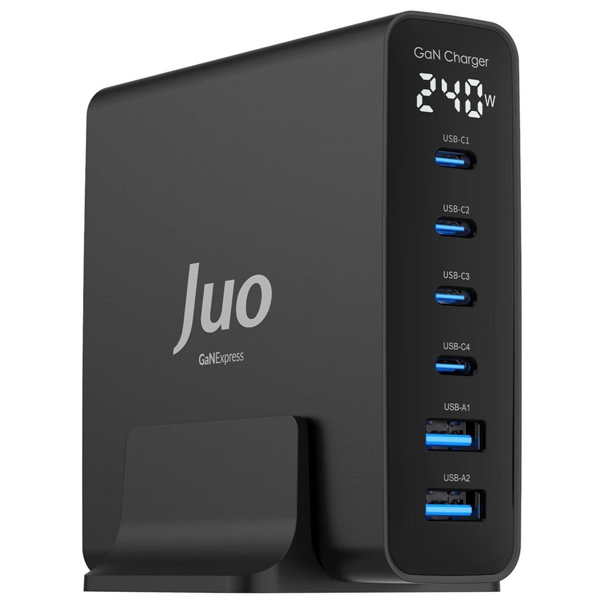 Juo 240W GaN PD 3.1 Masaüstü Hızlı Şarj Cihazı 4 Type-C + 2 USB-A iPhone  MacBook  Laptop Uyumlu Şar