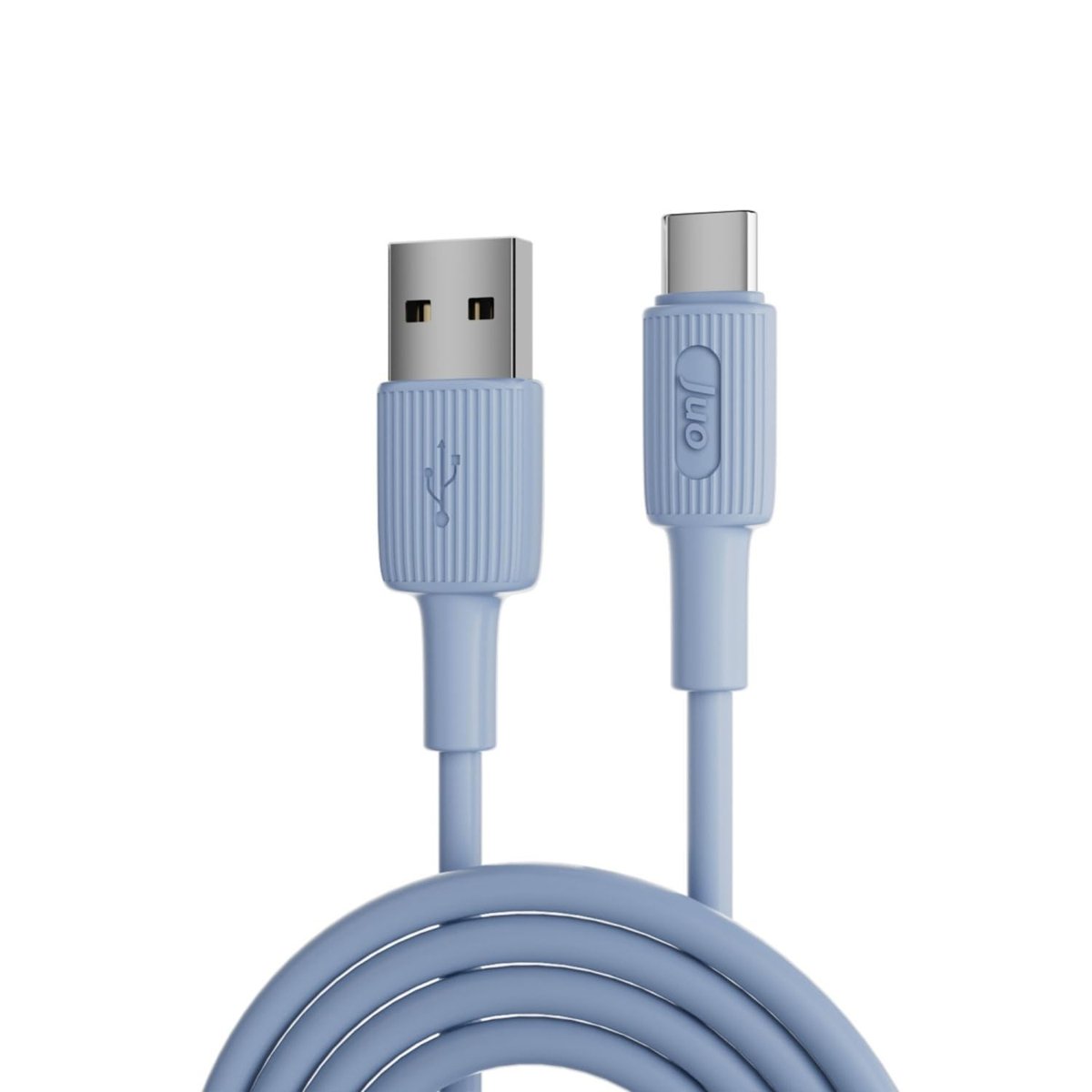 Juo 66W USB-A to USB Type-C Silikon Hızlı Şarj ve Data Kablosu Mavi 1 Metre
