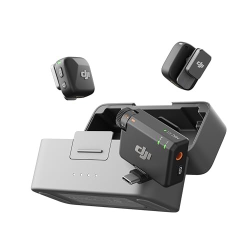 DJI MIC Mini (2Tx + 1 Rx Şarj Kutusu), Ultra Hafif, HQ Ses, 48 Saat Kullanım, Gürültü İptali, Otomatik Limit, Kablosuz Mikrofon, Kamera/Iphone/Android, Vlog, Akış İçin