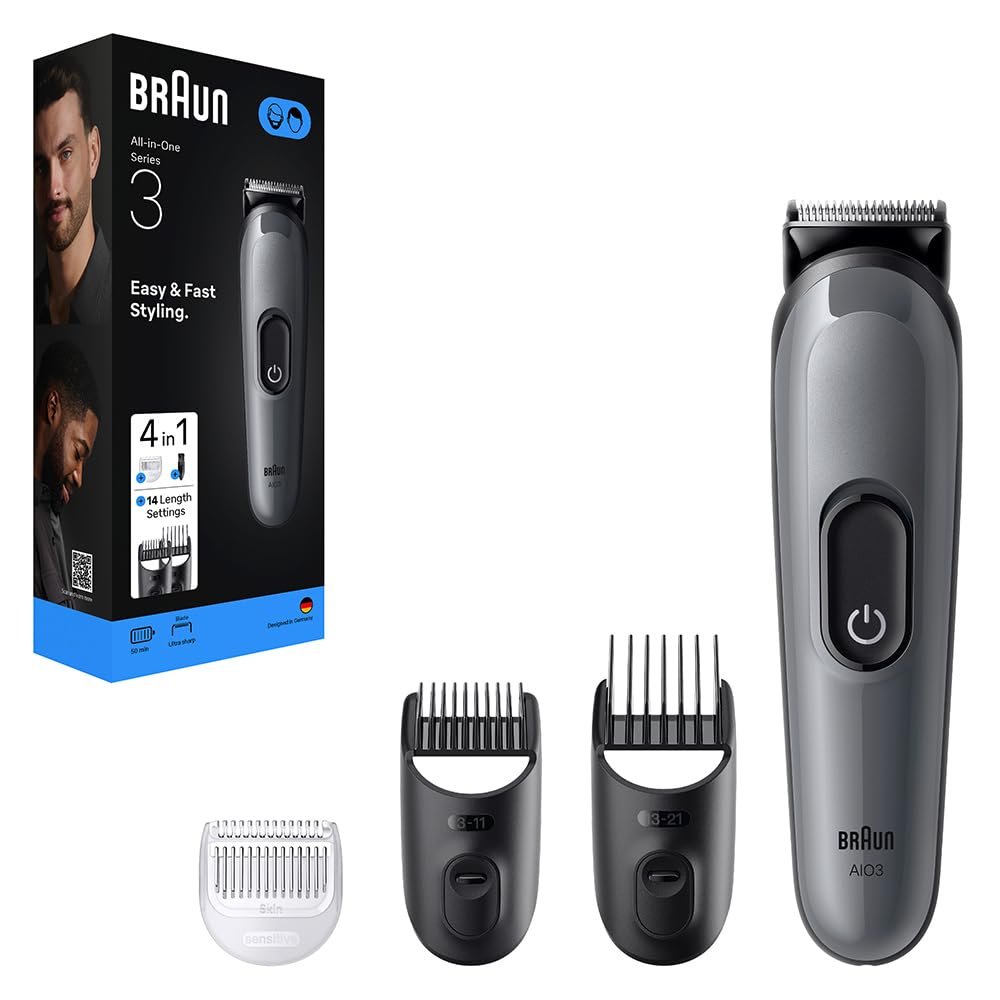 Braun Hepsi Bir Arada Series 3, 4’ü 1 arada Tıraş Kiti, Keskin Bıçak, 14 Uzunluk, AIO3500