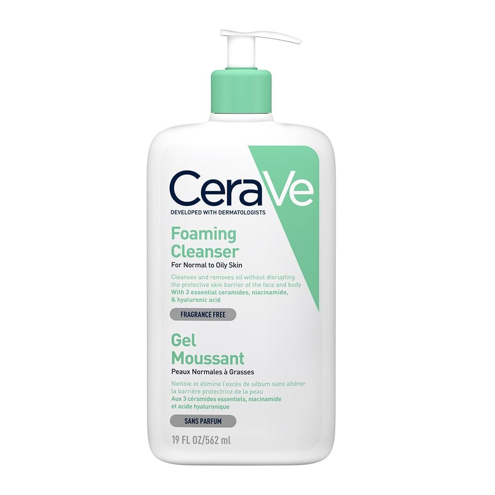 CeraVe Normal ve Yağlı Ciltler için Seramid İçerikli Köpüren Temizleyici Yüz Vücut 562 ml
