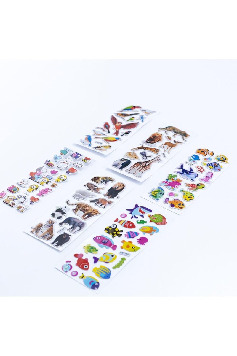 Bimotif 6 Adet Kabartmalı Yapışkan Sticker, Hayvanlar Alemi