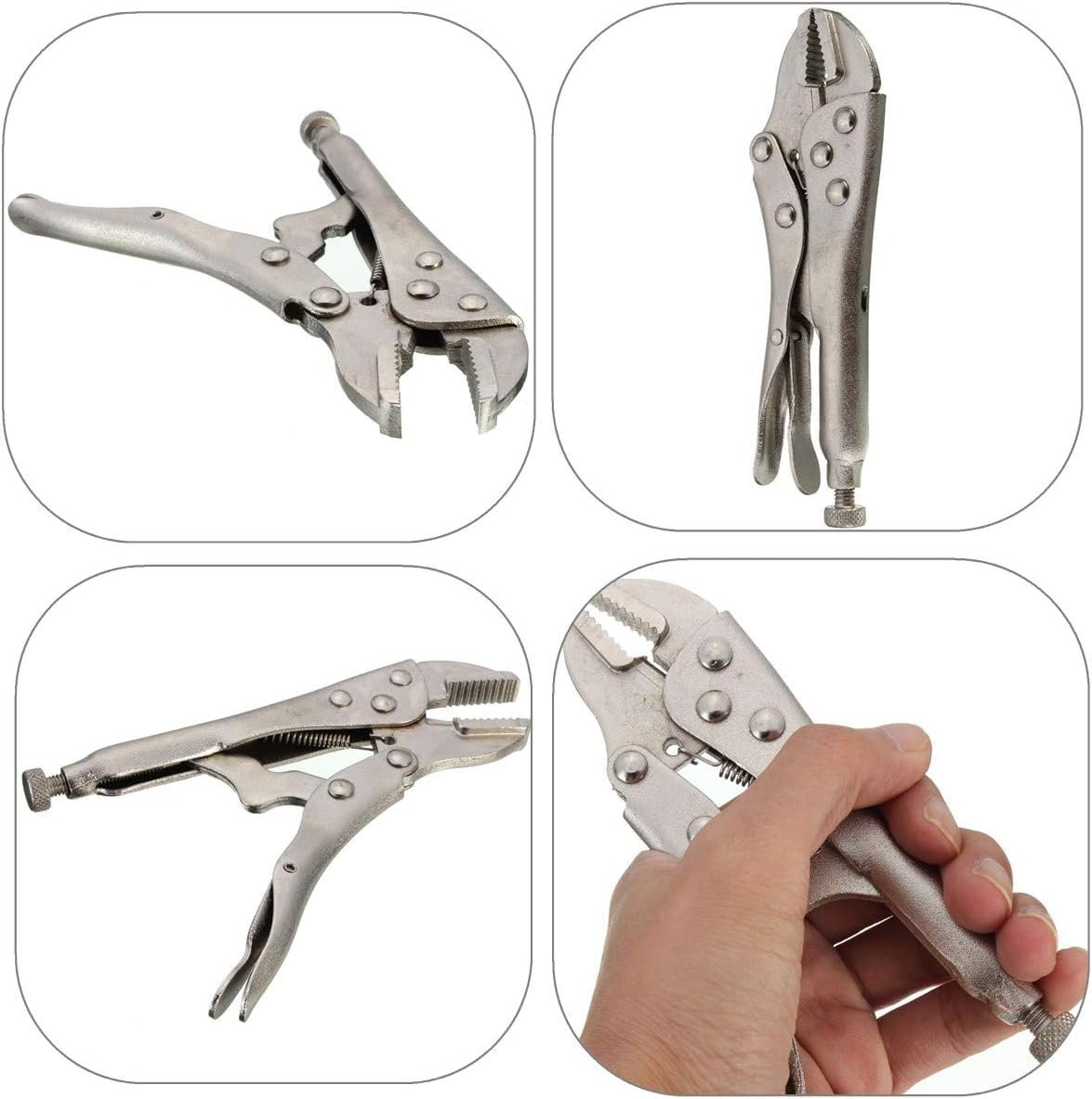 AEE® Kilitli & Ayarlı Pense – Komple Metal Kavisli Çene Vice Grip Sabitleme Pensesi – CR-V / C45 Çelik, Kendinden Kilitli, Endüstriyel Ağır Hizmet Pense