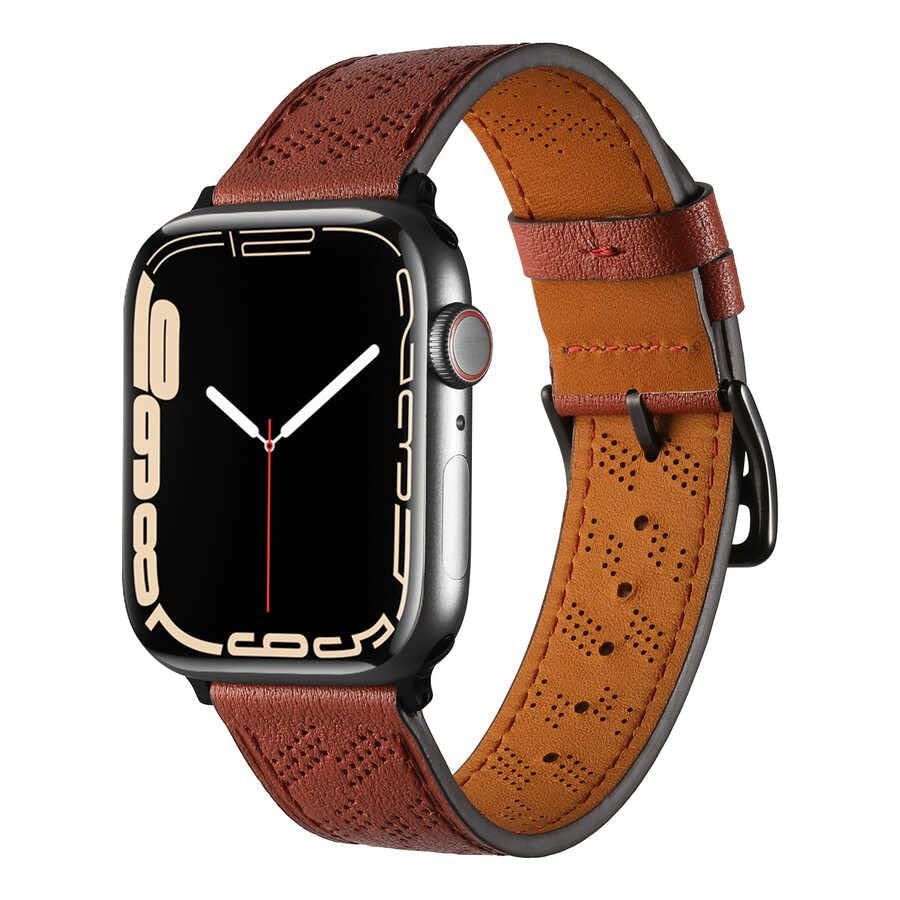 Zore ​​​Apple İle Uyumlu Watch 38mm/40mm KRD-76 PU Deri Kordon Strap Kayış Mürdüm
