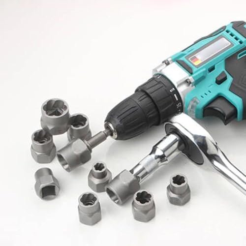 AEE® Hasarlı Civata ve Somun Sökme Seti 10 Parça | 1/2” Lokma Uyumlu | Paslanmış, Sıkışmış, Yalama Olmuş Civata Sökücü Aparat | Kırılmış & Yuvarlanmış Somun Çıkarma Seti