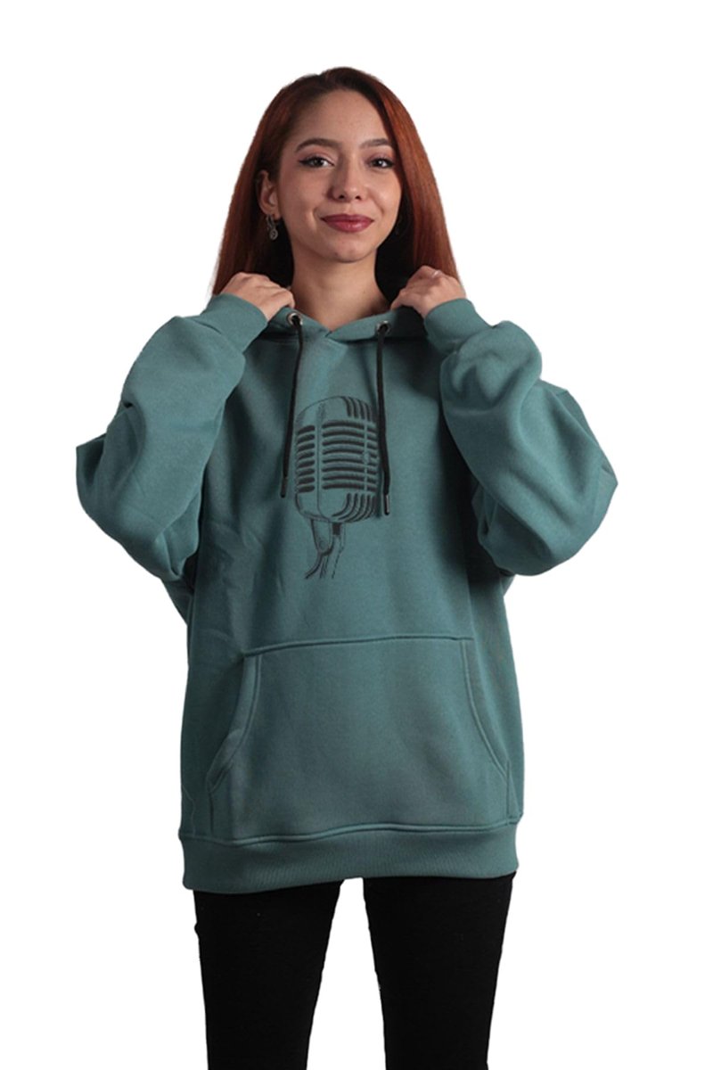 To Cosmos Unisex Oversize Hoodie Mikrofon Mint Yeşili, S