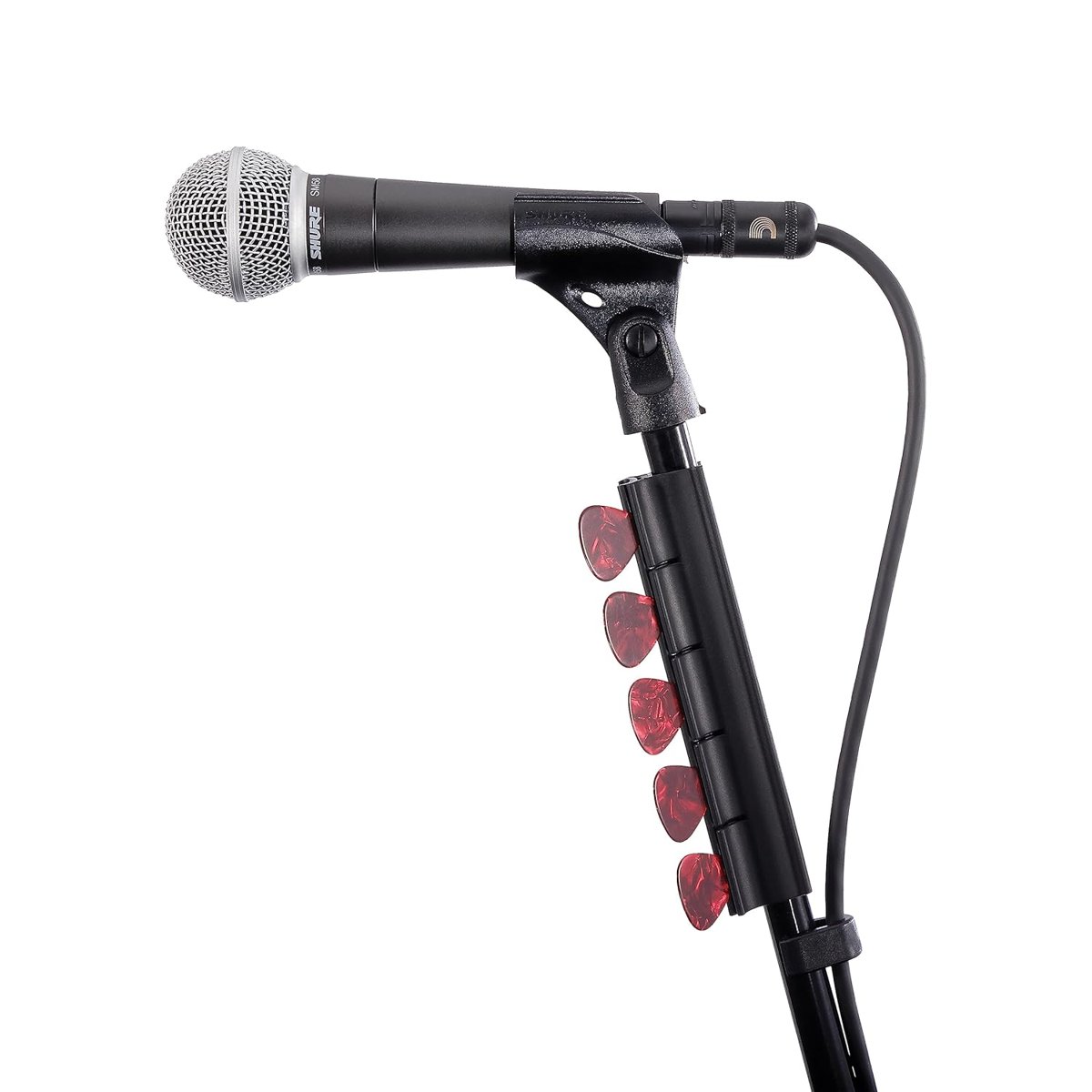 D'Addario Accessories Mikrofon Standı Alma Tutacağı - Mikrofon Standları için Gitar Tutucu - Her Ölçü ve Boyutta 10 Gitar Seçimi Tutar