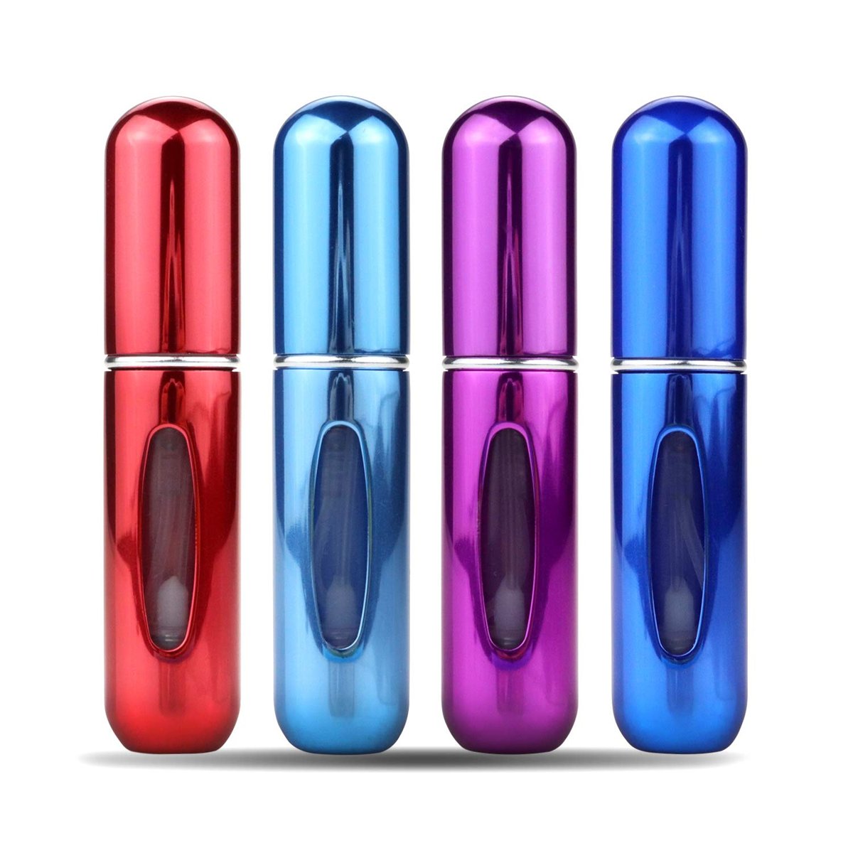 Skogfe Taşınabilir Mini Doldurulabilir Parfüm Atomizer Şişesi, Atomizer Parfüm Şişesi, Doldurulabilir Parfüm Spreyi, Koku Pompası Kılıfı, Parfüm Atomizer Doldurulabilir Seyahat 4 Adet Paket 5ml
