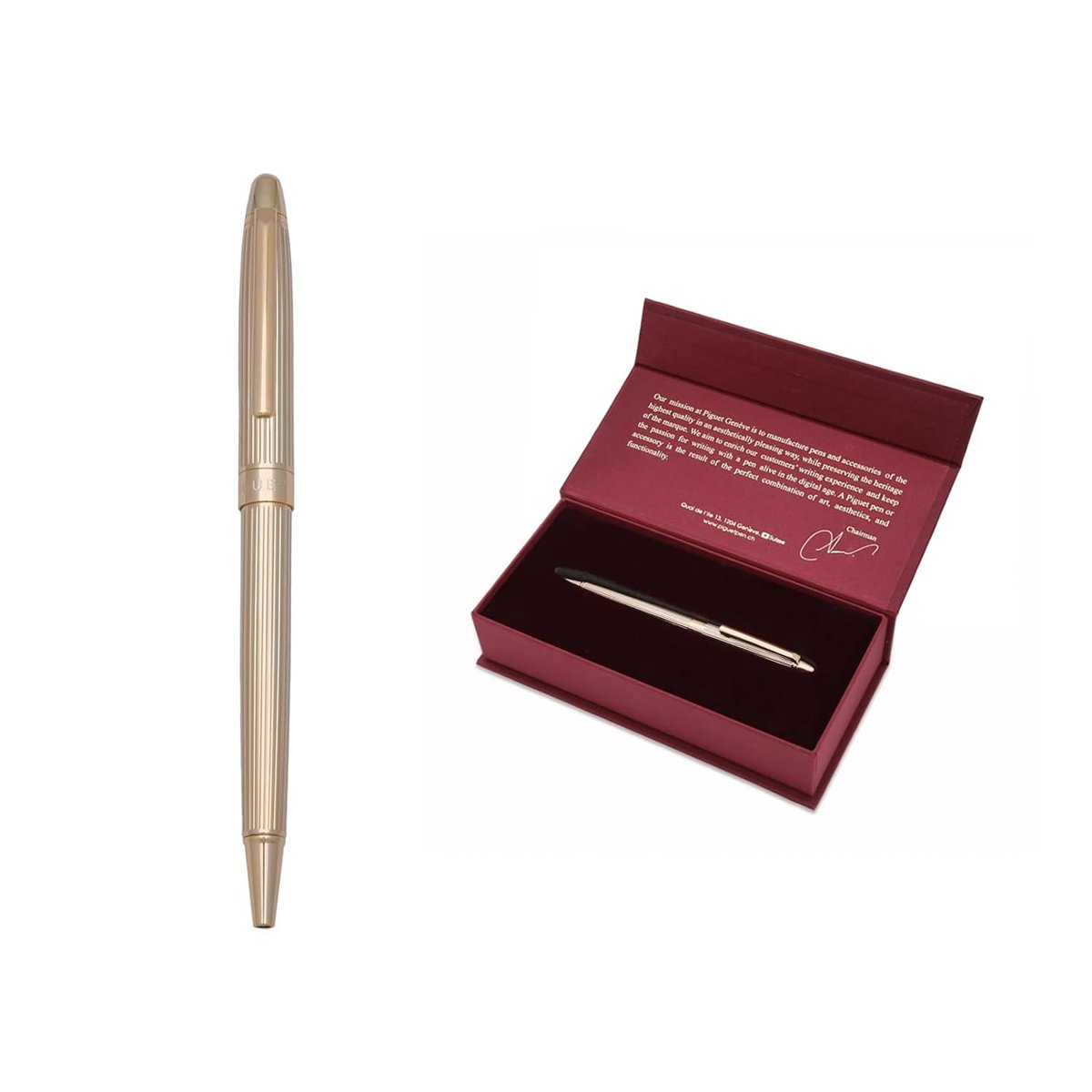 Piguet Genève - Lüks ve Ergonomik Tükenmez İmza Kalemi - Sigma Serisi - Mavi Mürekkep - Premium Hediye Kutulu (l’Doré)