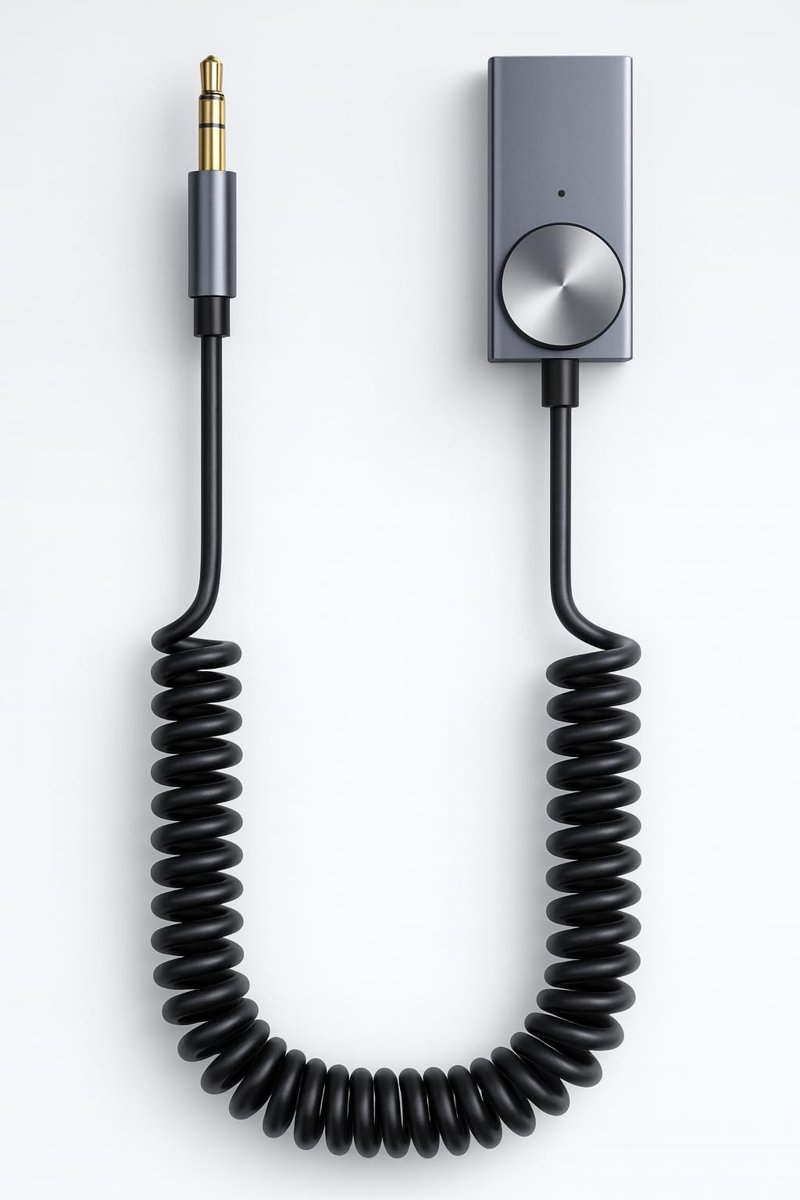 Busstier AUX Bluetooth 5.0 Alıcı Adaptör Mikrofonlu USB Beslemeli Araç ve Ev Tipi Ses Sistemlerine Uyumlu Spiral Kablo Aux to Bluetooth Çevirici
