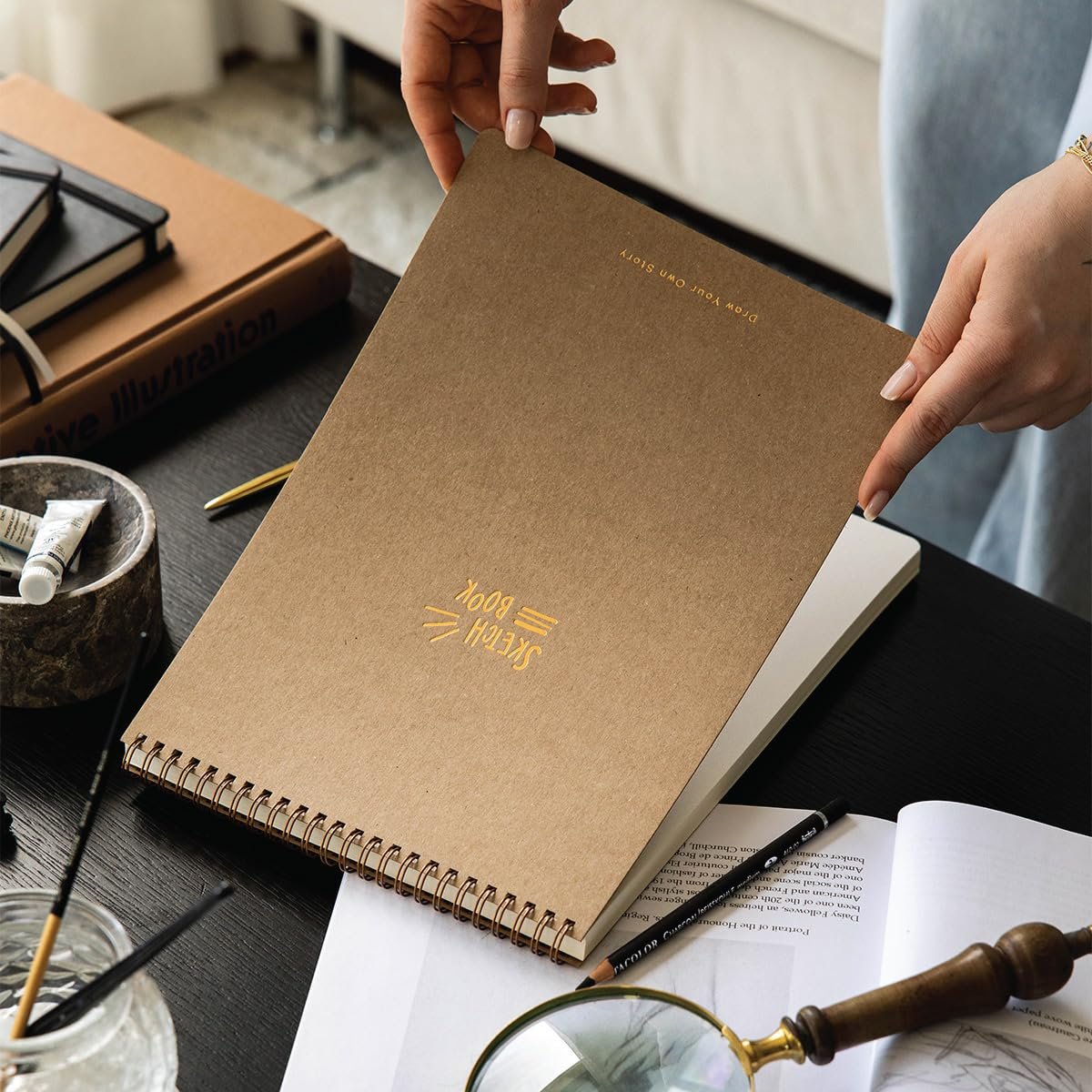 A4 Eskiz Defteri Kraft Kapak 60 Yaprak 140 gr. Perforajlı Sketch Book