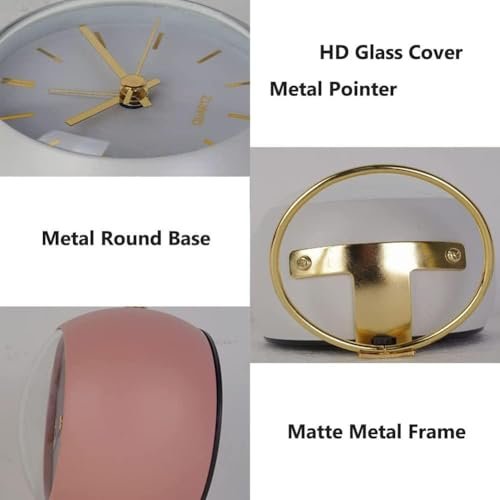 Valkyrie Akar Saniyeli Işıklı Metal Gold Dijital Masa Saati Alarmlı Pembe